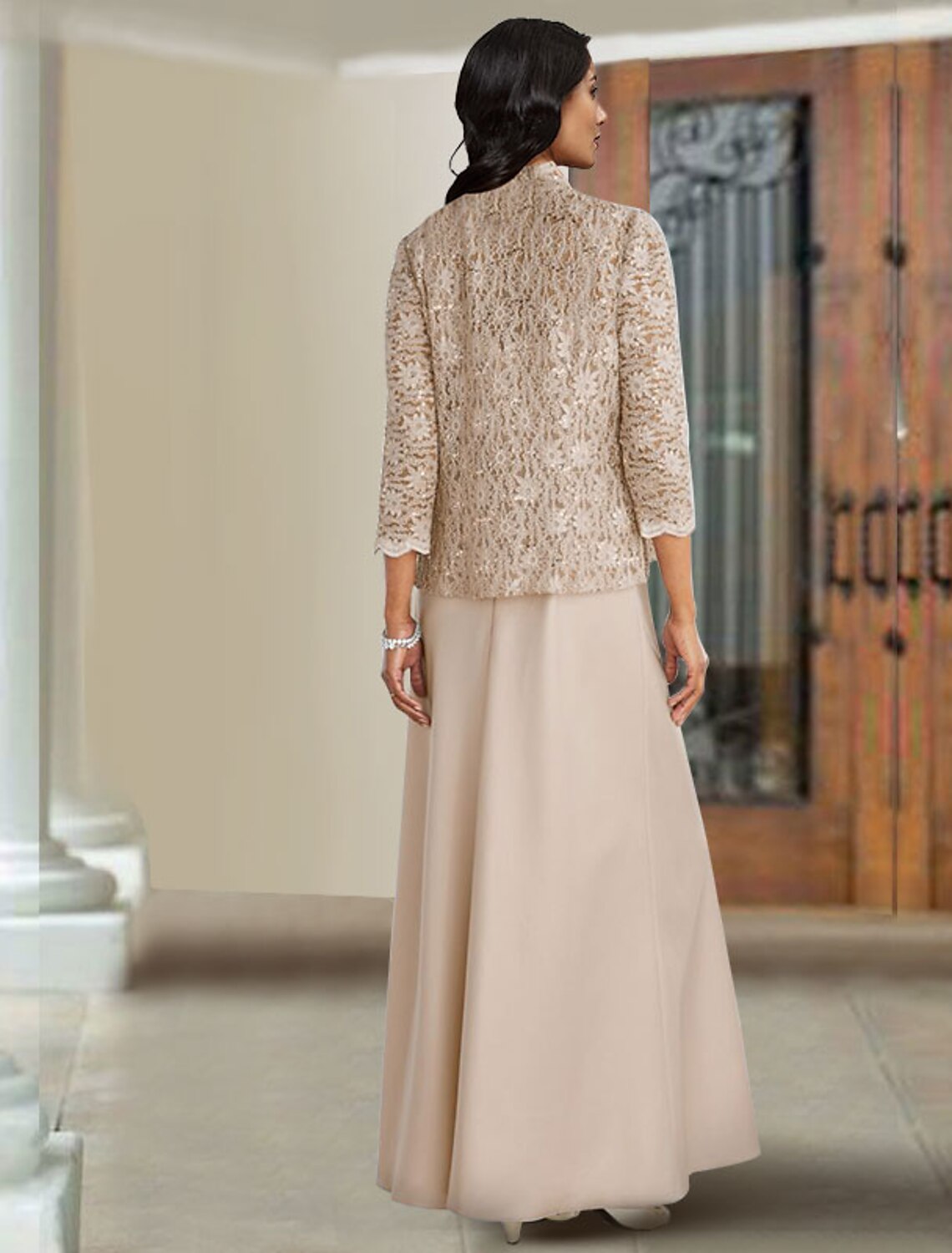 A-Line Spaghetti Strap Chiffon Sleeveless Wrap Floor-Length Dress - Chloe Dress