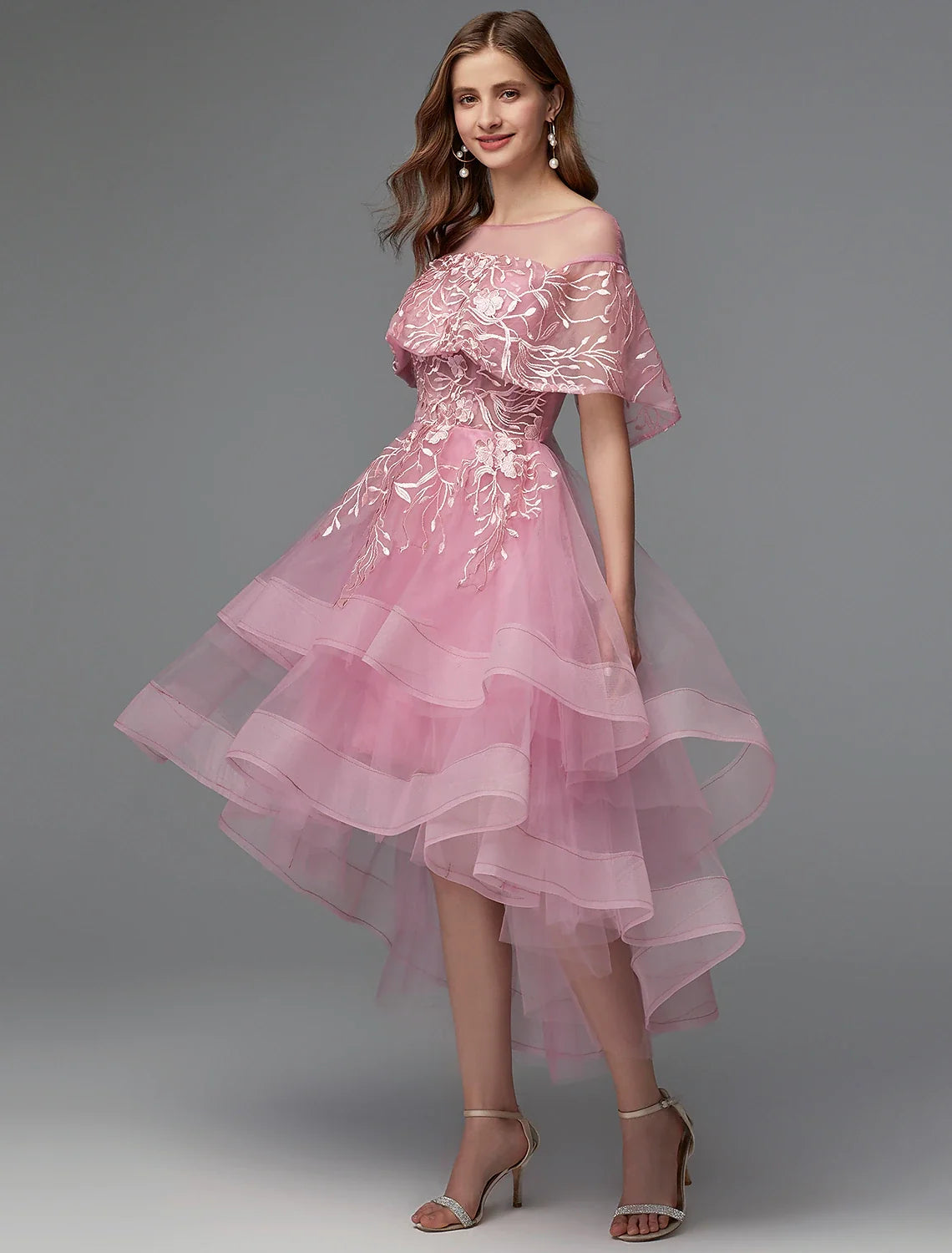 A-Line Illusion Lace Sleeveless Asymmetric Wedding Dress - Chloe Dress