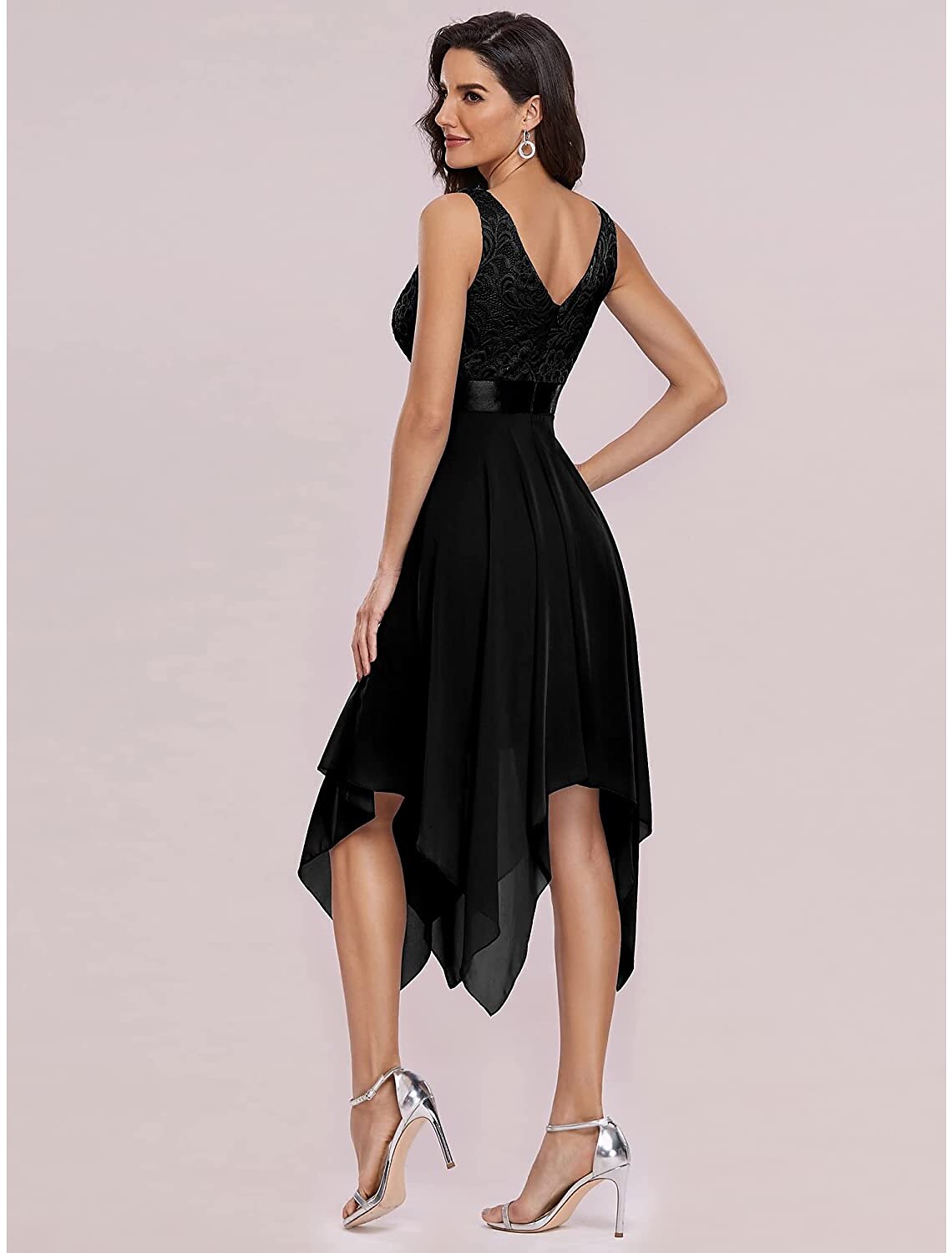 A-Line V-Neck Chiffon Sleeveless Asymmetric Wedding Dress - Chloe Dress
