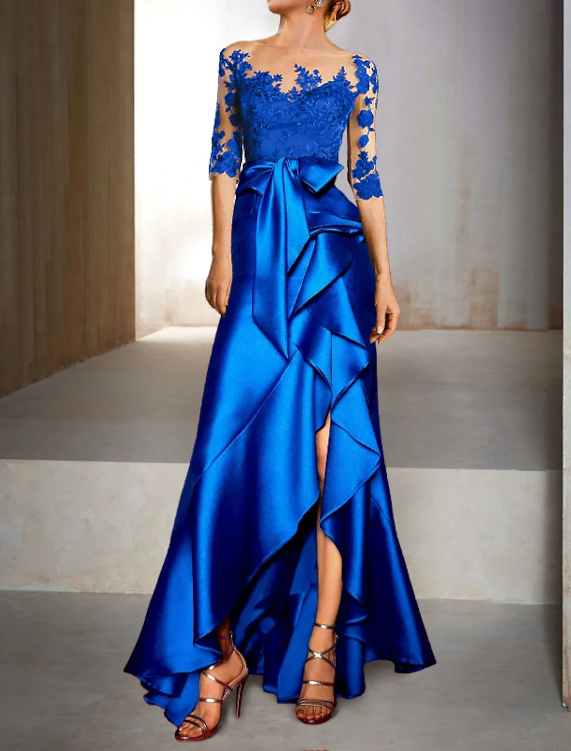 Mermaid Satin Asymmetric Evening Gown - Chloe Dress