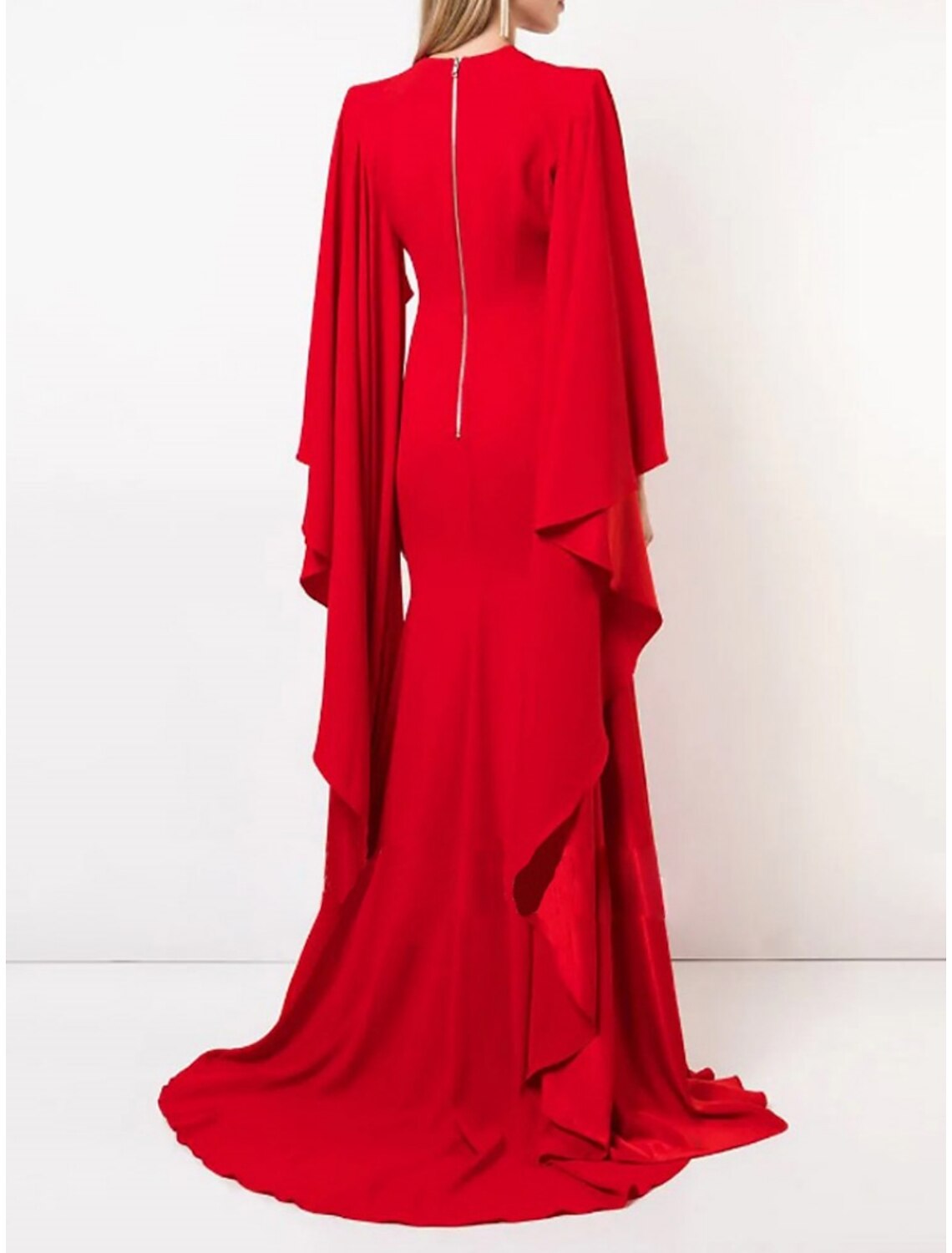 A-Line Chiffon Long Sleeve Ruffled Evening Gown - Chloe Dress