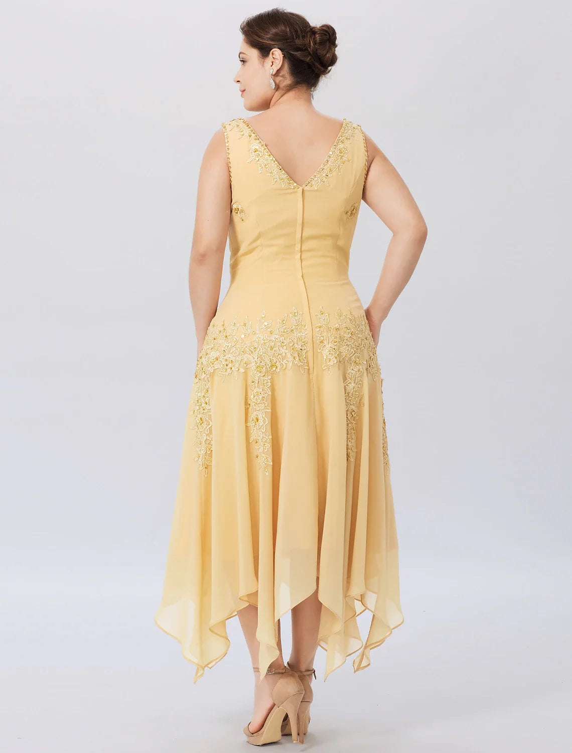 A-Line V-Neck Chiffon Long Sleeve Wrap Formal Dress - Chloe Dress
