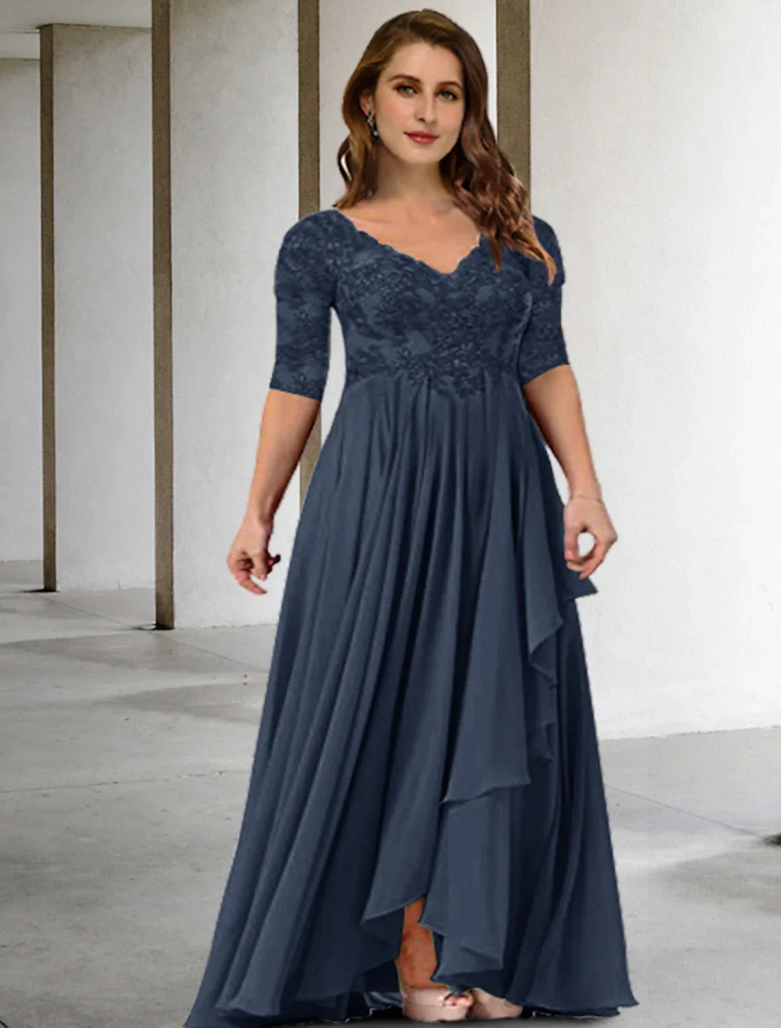A-Line V-Neck Chiffon Pleated Floor-Length Formal Dress - Chloe Dress