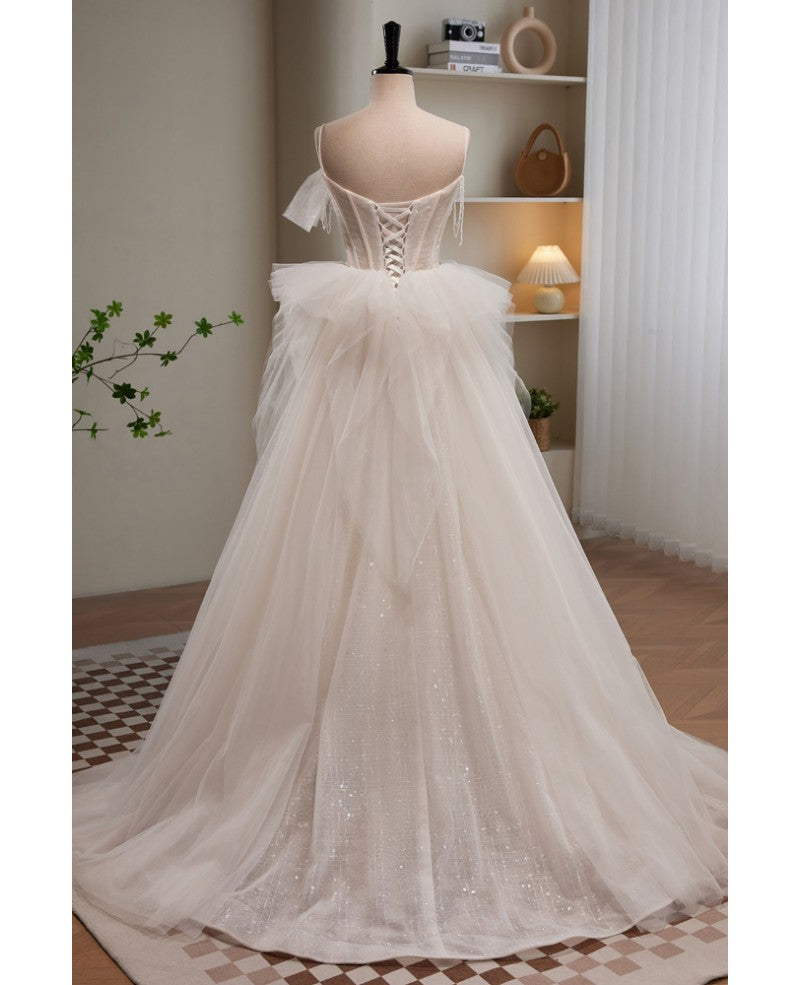 Ivory Off-Shoulder Sleeveless Beaded Evening Dress - Chloe Dress