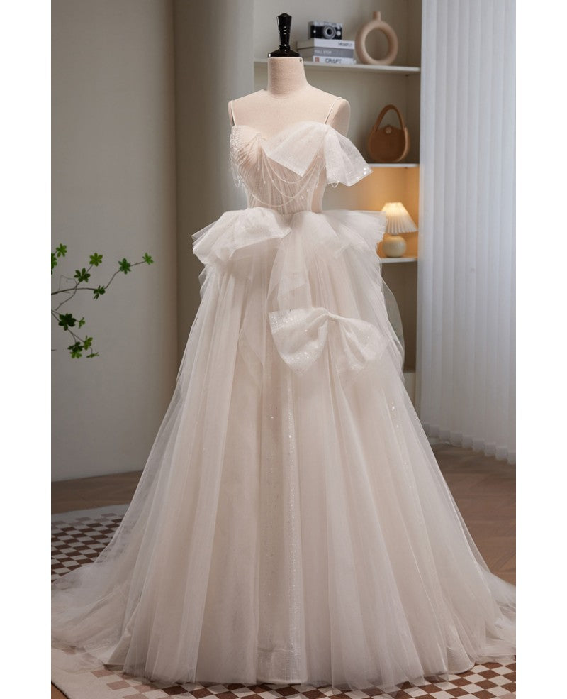 Ivory Off-Shoulder Sleeveless Beaded Evening Dress - Chloe Dress