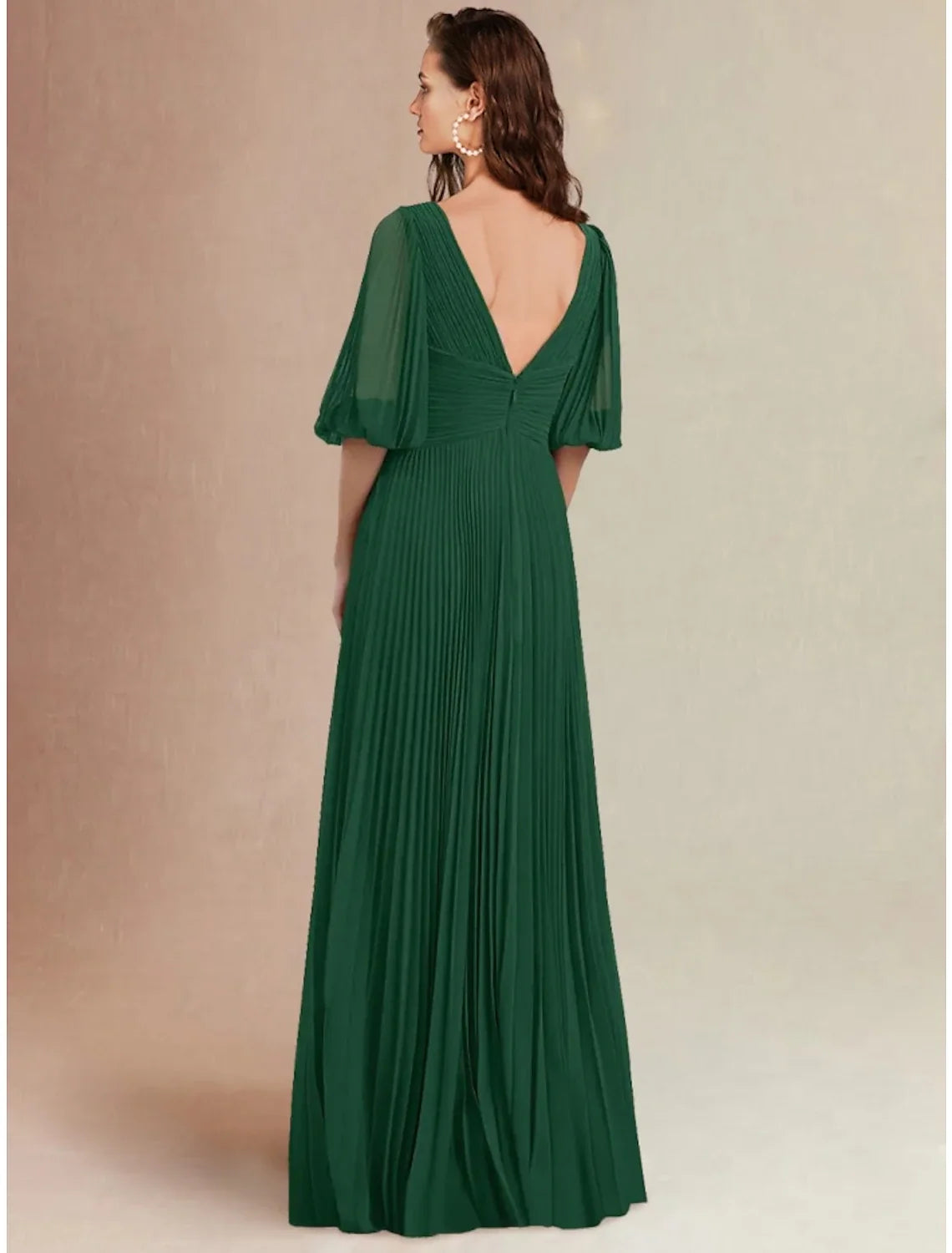 A-Line V-Neck Chiffon Floor-Length Wedding Dress - Chloe Dress