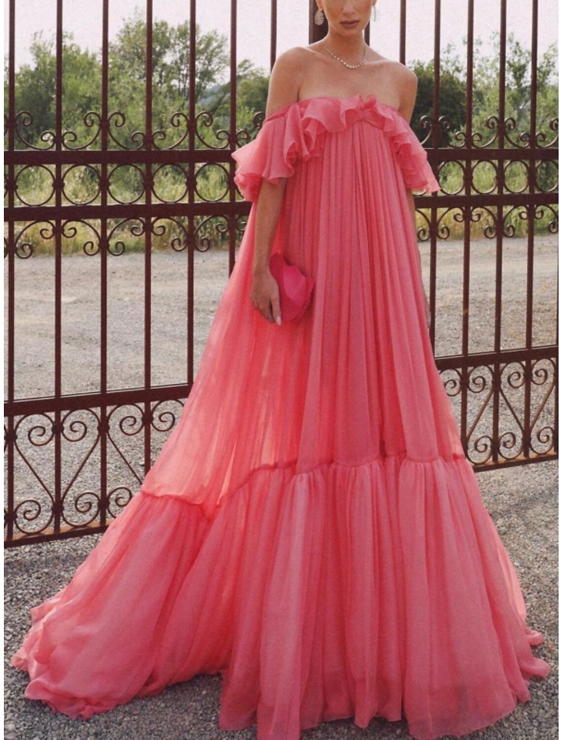 Sheath Off-Shoulder Tulle Short Sleeve Ruffled Mini Evening Gown - Chloe Dress