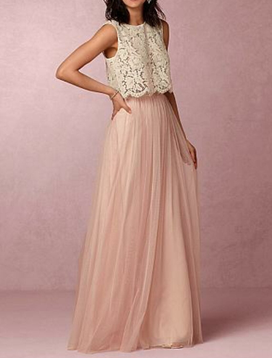 A-Line Chiffon Sleeveless Pleated Floor-Length Wedding Dress - Chloe Dress