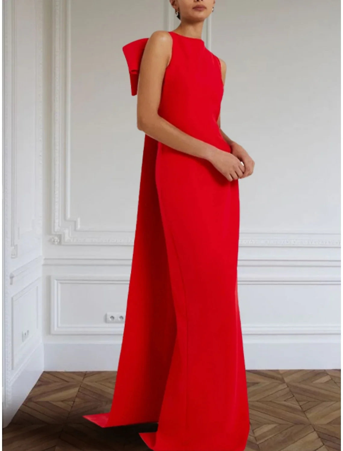 Green Sheath Sleeveless Train Evening Gown - Chloe Dress