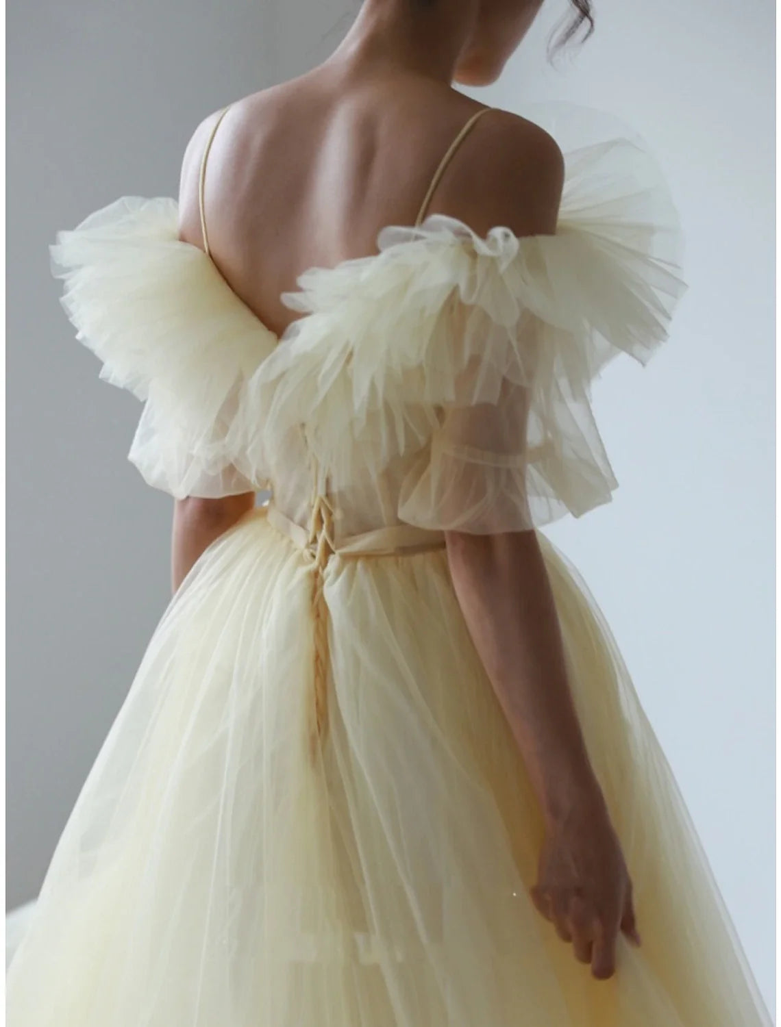 A-Line V-Neck Chiffon Short Sleeve Ruffled Mini Evening Gown - Chloe Dress
