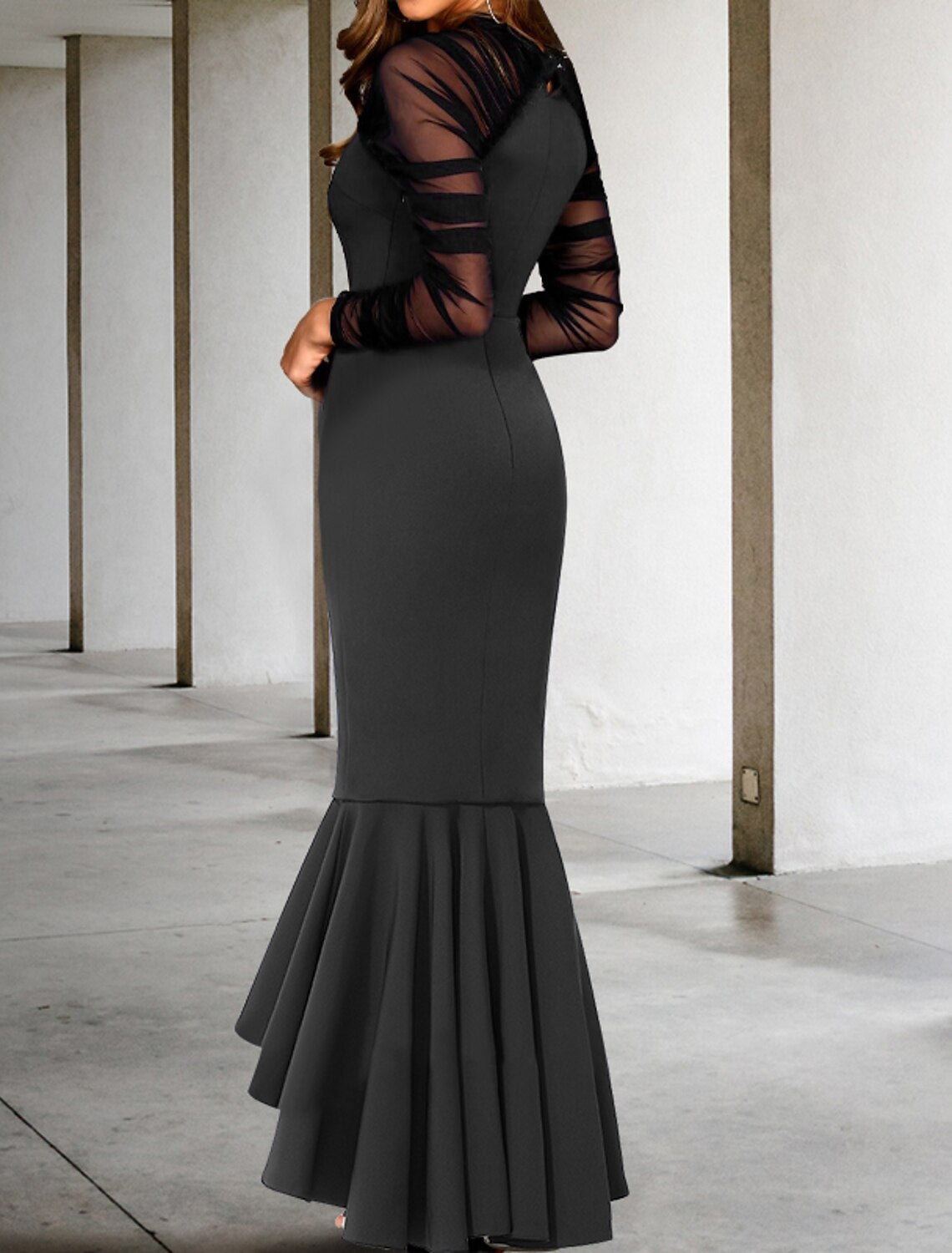 Mermaid V-Neck Long Sleeve Ruffled Prom Dress - Chloe Dress