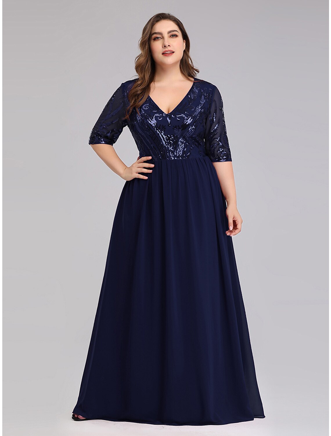 A-Line Plunging Chiffon Floor-Length Prom Dress - Chloe Dress
