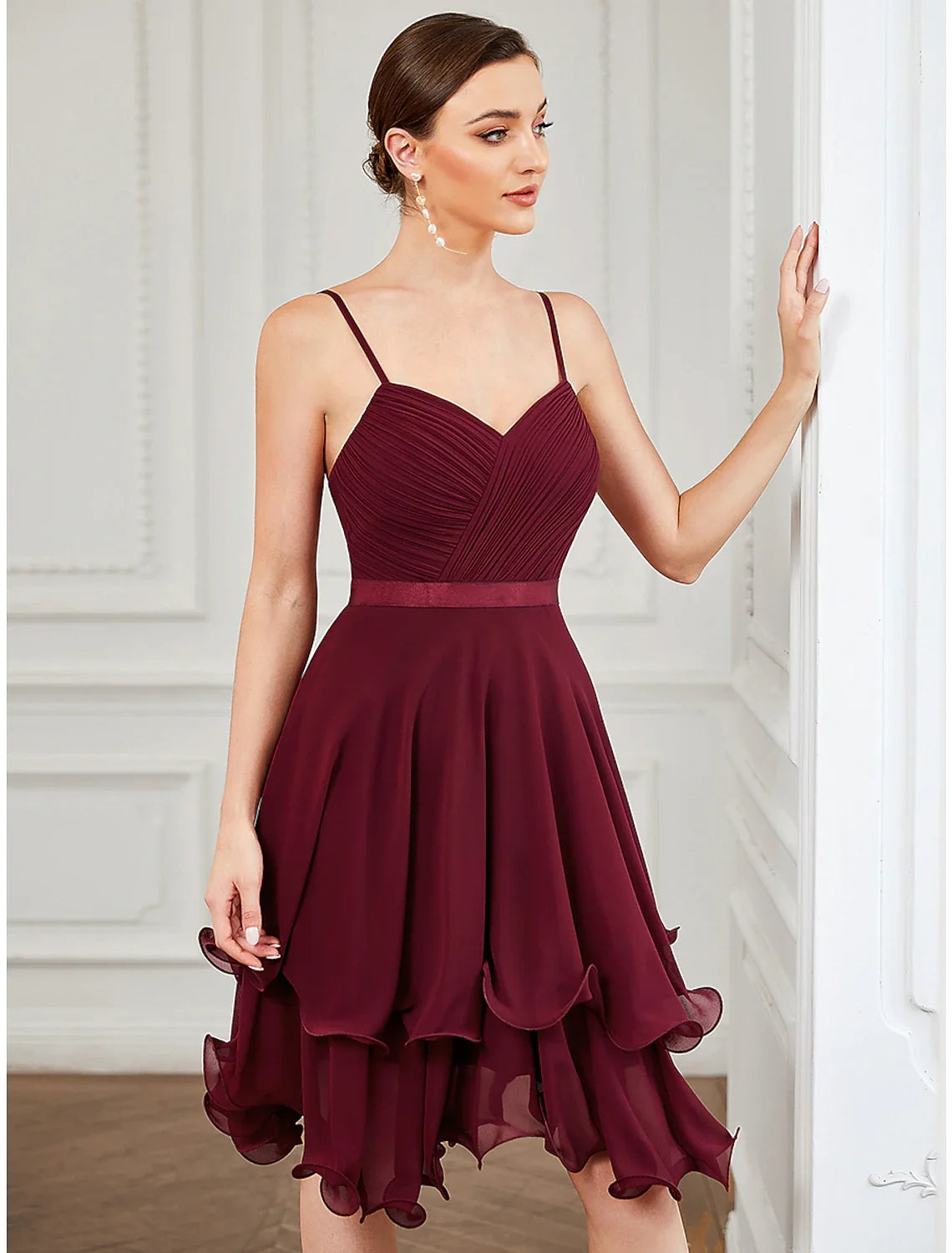 A-Line Sweetheart Chiffon Sleeveless Tiered Mini Prom Dress - Chloe Dress