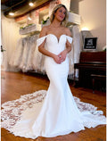 Mermaid Off-Shoulder Sleeveless Train Wedding Gown - Chloe Dress