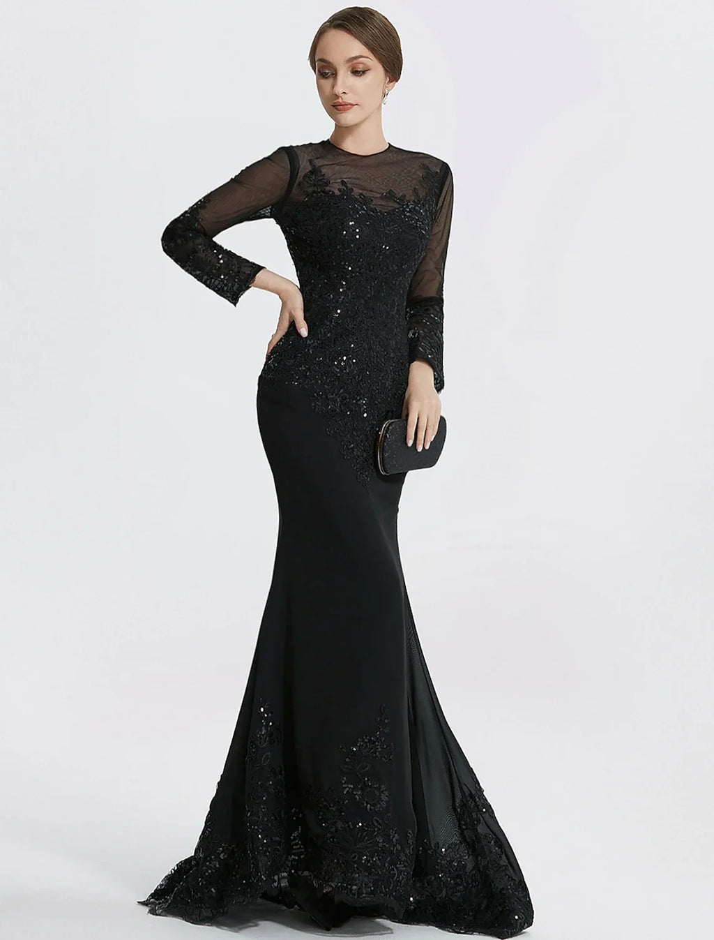 Mermaid Lace Long Sleeve Applique Floor-Length Evening Gown - Chloe Dress