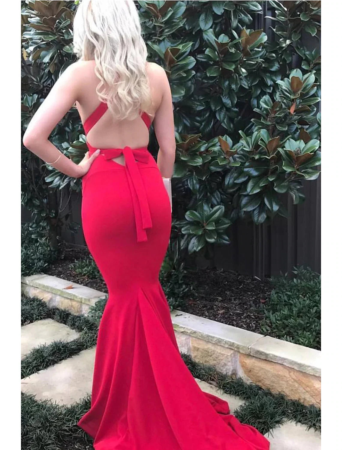 Mermaid V-Neck Sleeveless Open Back Train Evening Gown - Chloe Dress