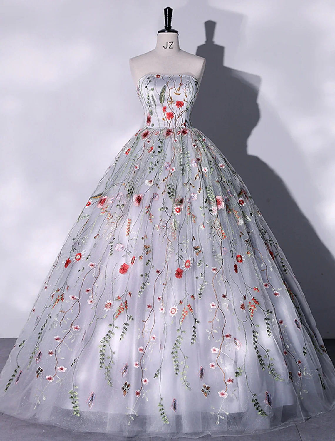 Ball Gown Strapless Lace Sleeveless High Slit Floor-Length Evening Gown - Chloe Dress