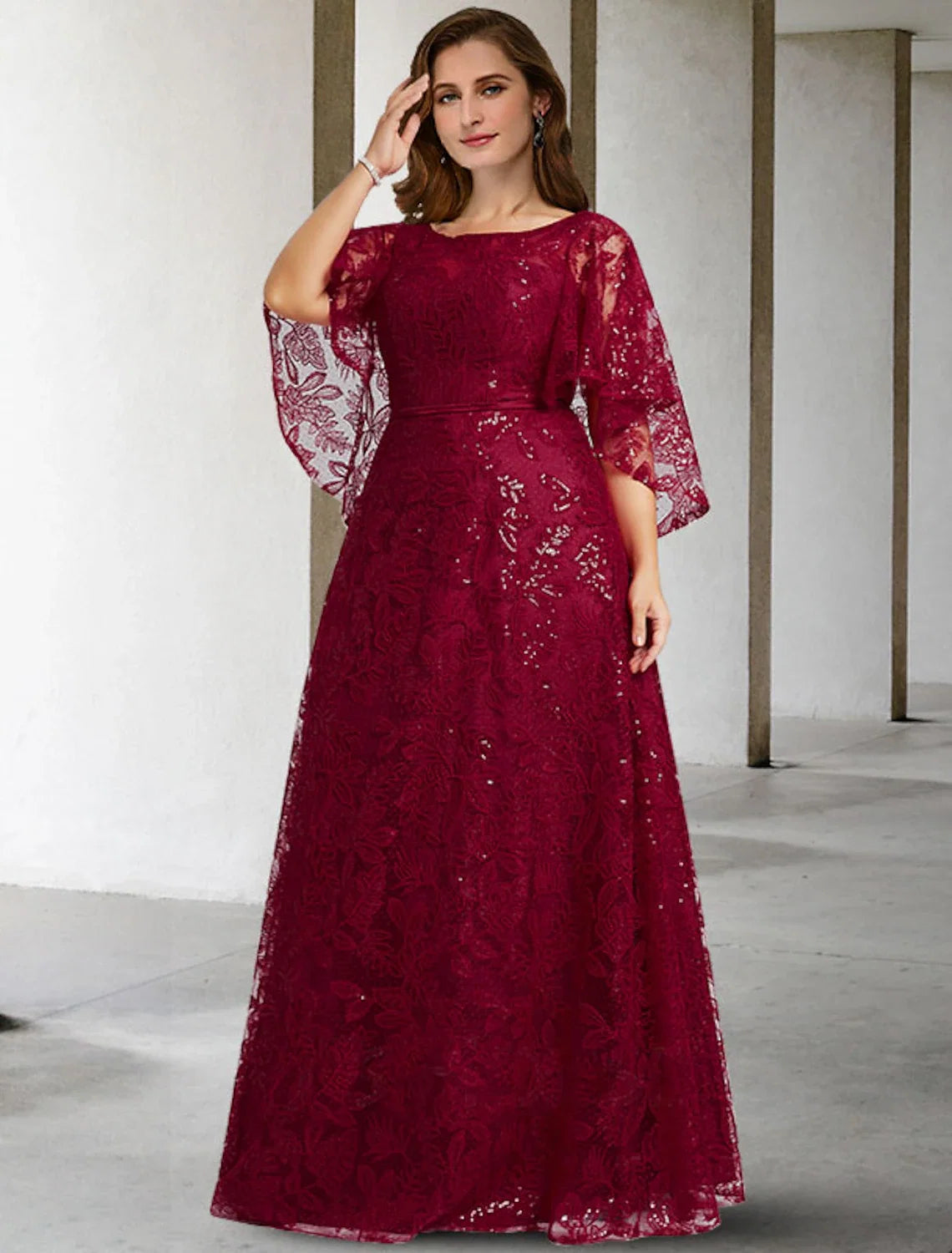A-Line Lace Applique Floor-Length Dress - Chloe Dress