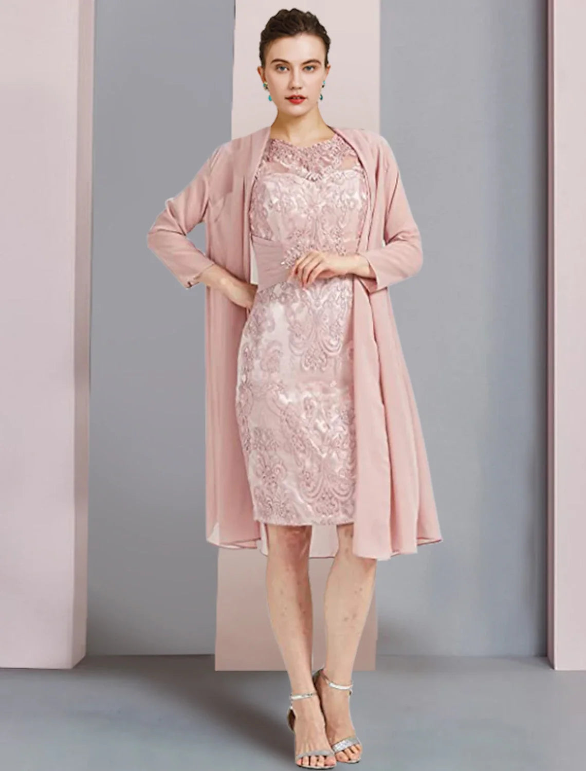 Sheath Chiffon Sleeveless Applique Knee-Length Wedding Dress - Chloe Dress