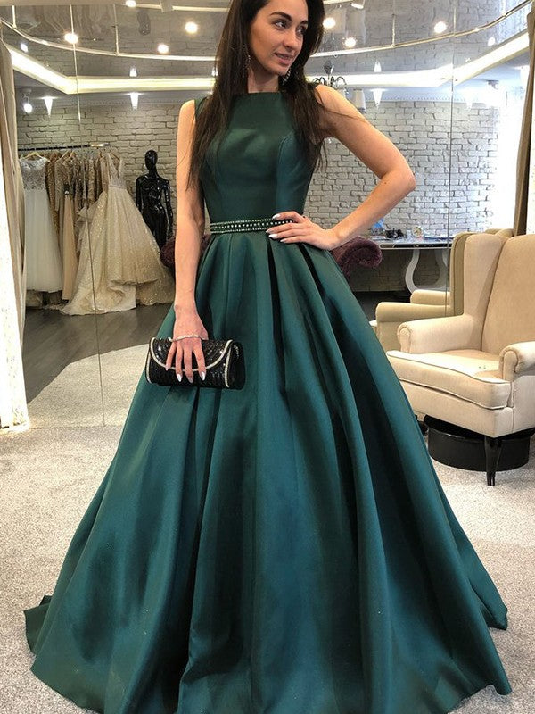 A-Line Satin Sleeveless Train Tea-Length Dress - Chloe Dress