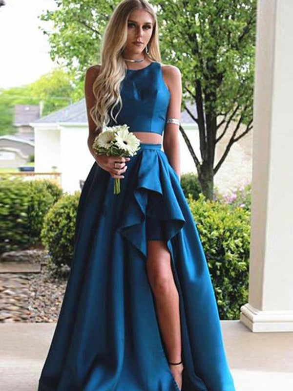 A-Line Satin Sleeveless Ruffled Dress - Chloe Dress