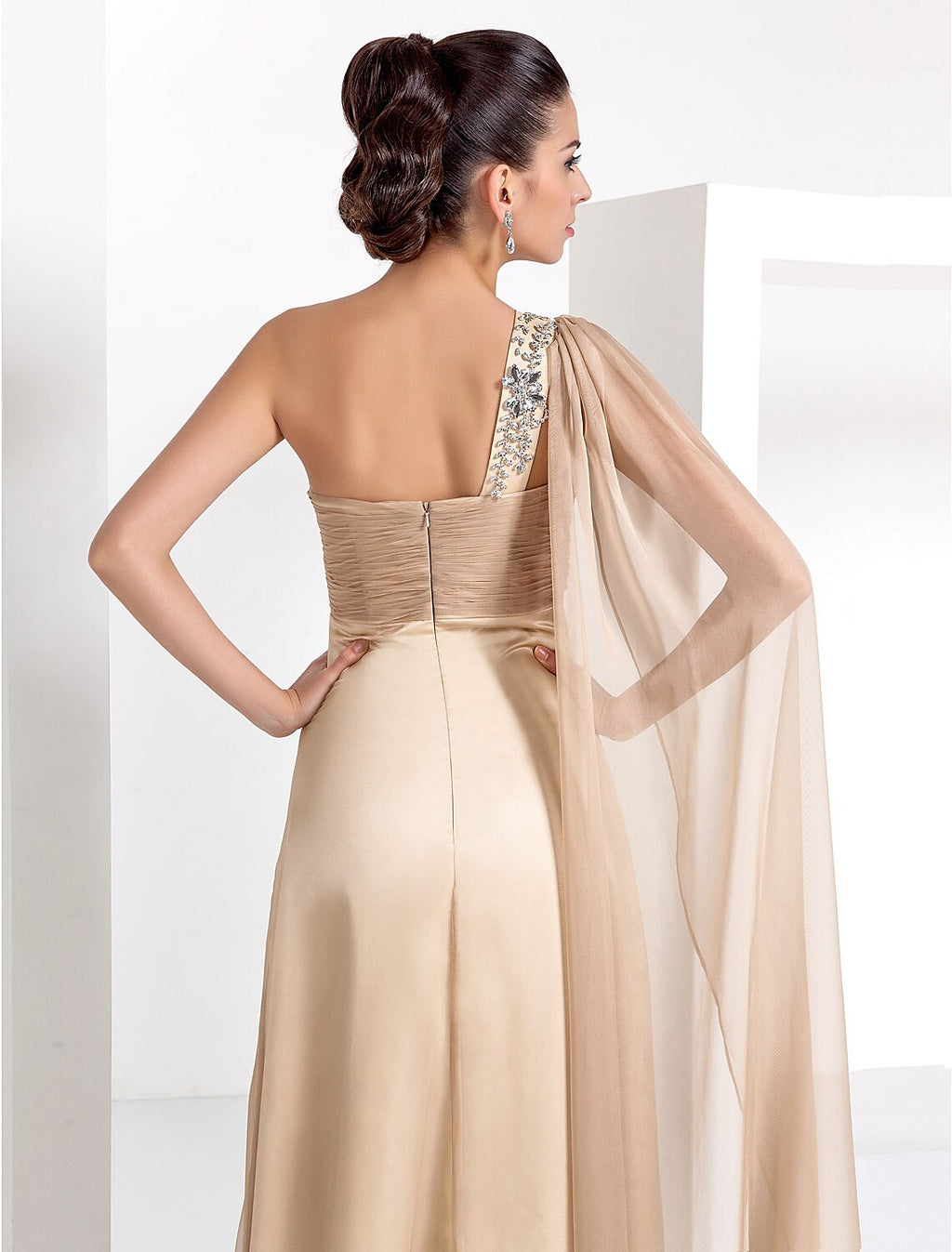 Black Sheath One-Shoulder Chiffon Sleeveless Floor-Length Evening Dress - Chloe Dress