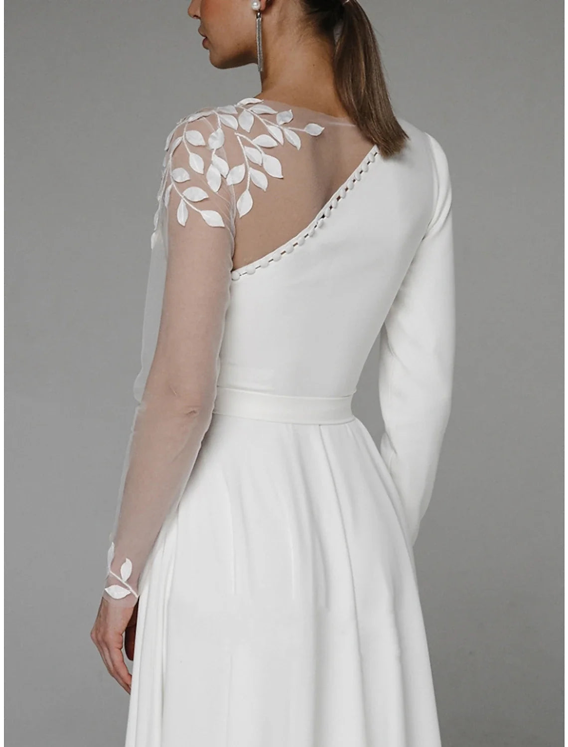 A-Line Chiffon Long Sleeve High Slit Floor-Length Evening Gown - Chloe Dress
