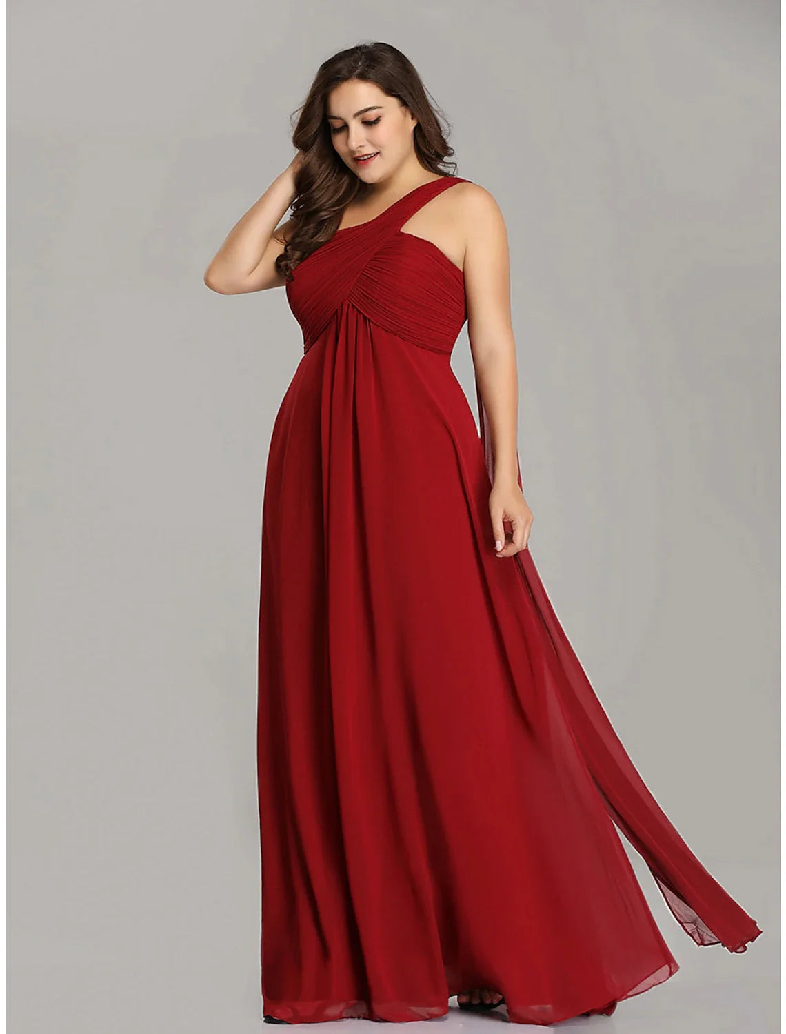 A-Line One-Shoulder Chiffon Sleeveless Backless Pleated Floor-Length Evening Gown - Chloe Dress