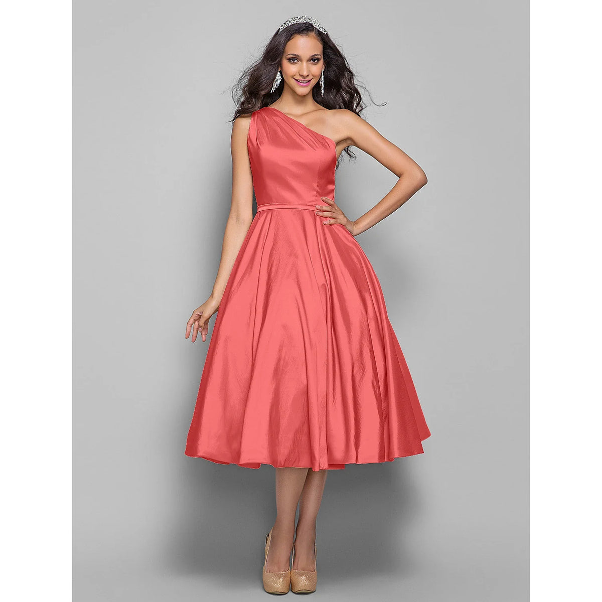 A-Line One-Shoulder Sleeveless Mini Wedding Dress - Chloe Dress