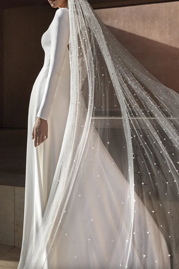 A-Line Square Neck Long Sleeve Mini Wedding Dress - Chloe Dress