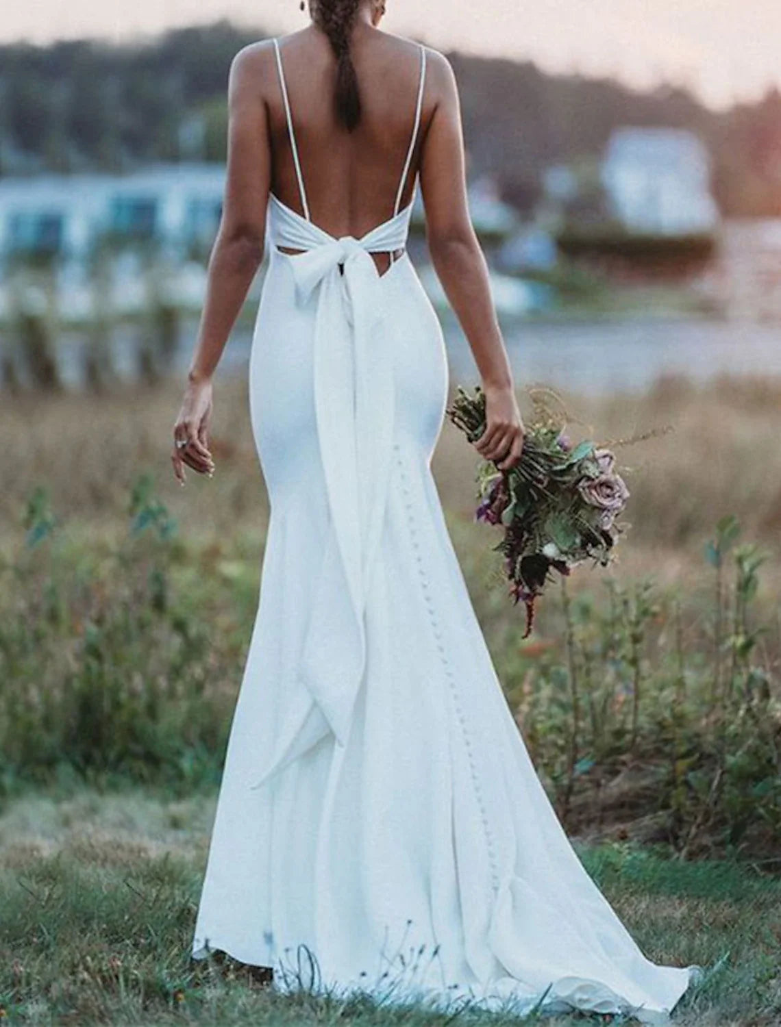 Mermaid Sweetheart Satin Train Wedding Gown - Chloe Dress