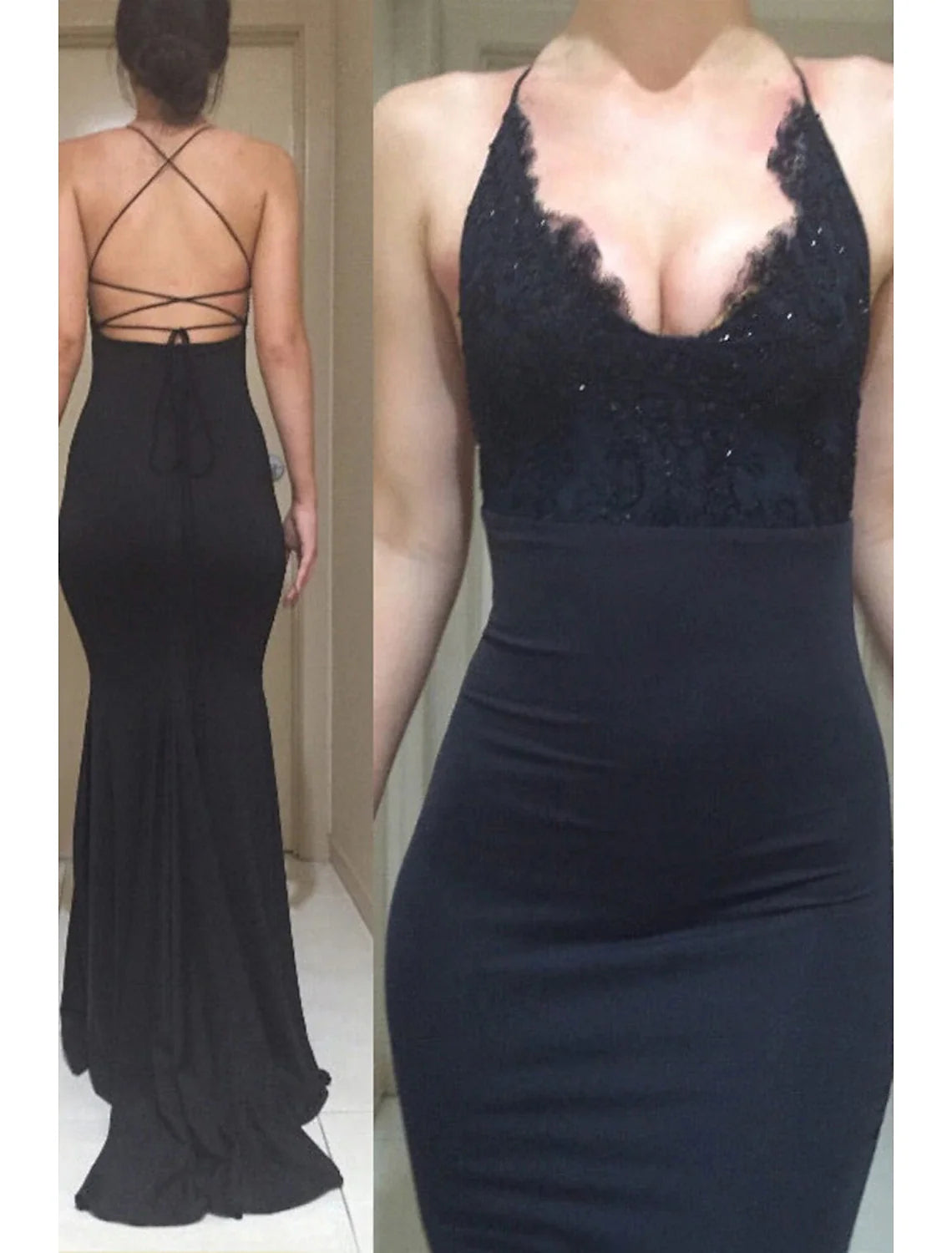 Mermaid Sleeveless Open Back Train Prom Dress - Chloe Dress