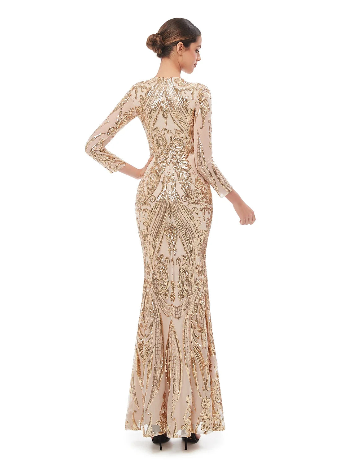 Mermaid Sequin Long Sleeve Evening Dress - Chloe Dress