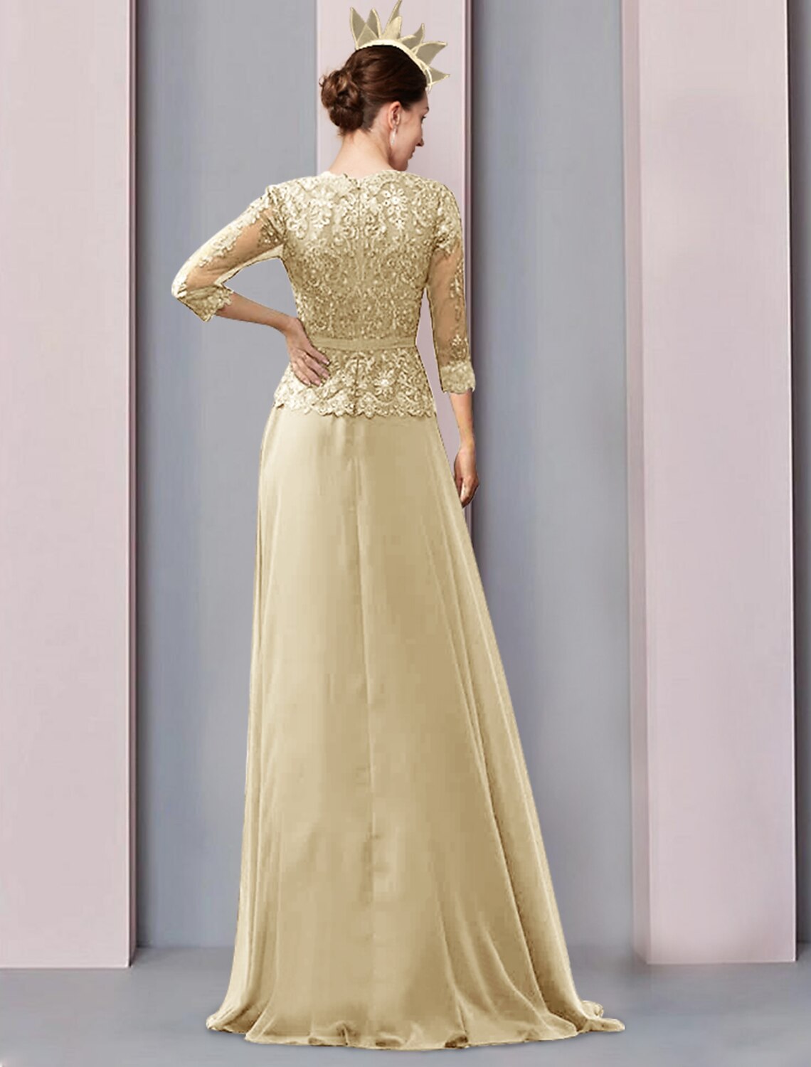 A-Line V-Neck Chiffon Floor-Length Wedding Dress - Chloe Dress