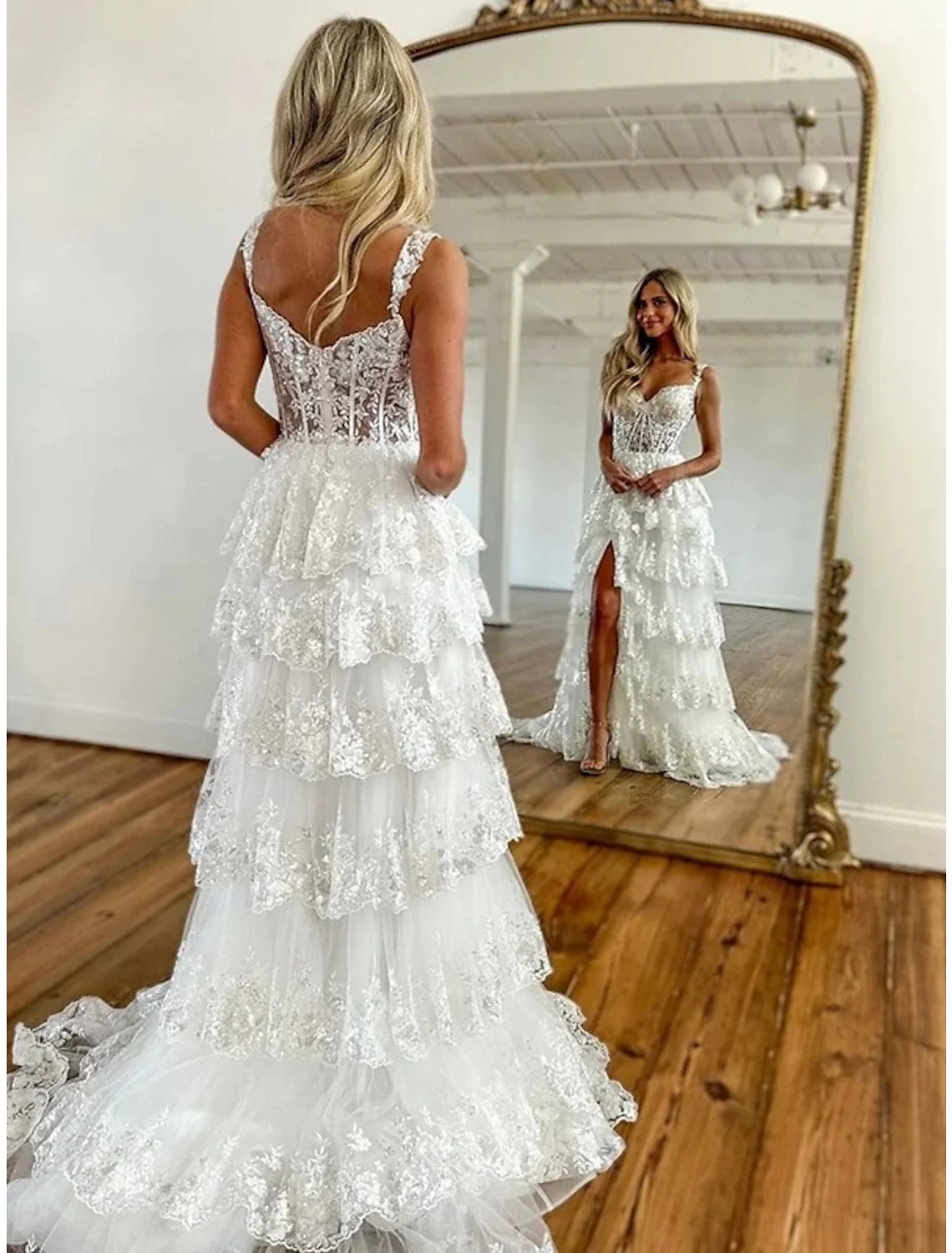 Mermaid Off-Shoulder Tulle Sleeveless Lace-Up Back High Slit Evening Dress - Chloe Dress