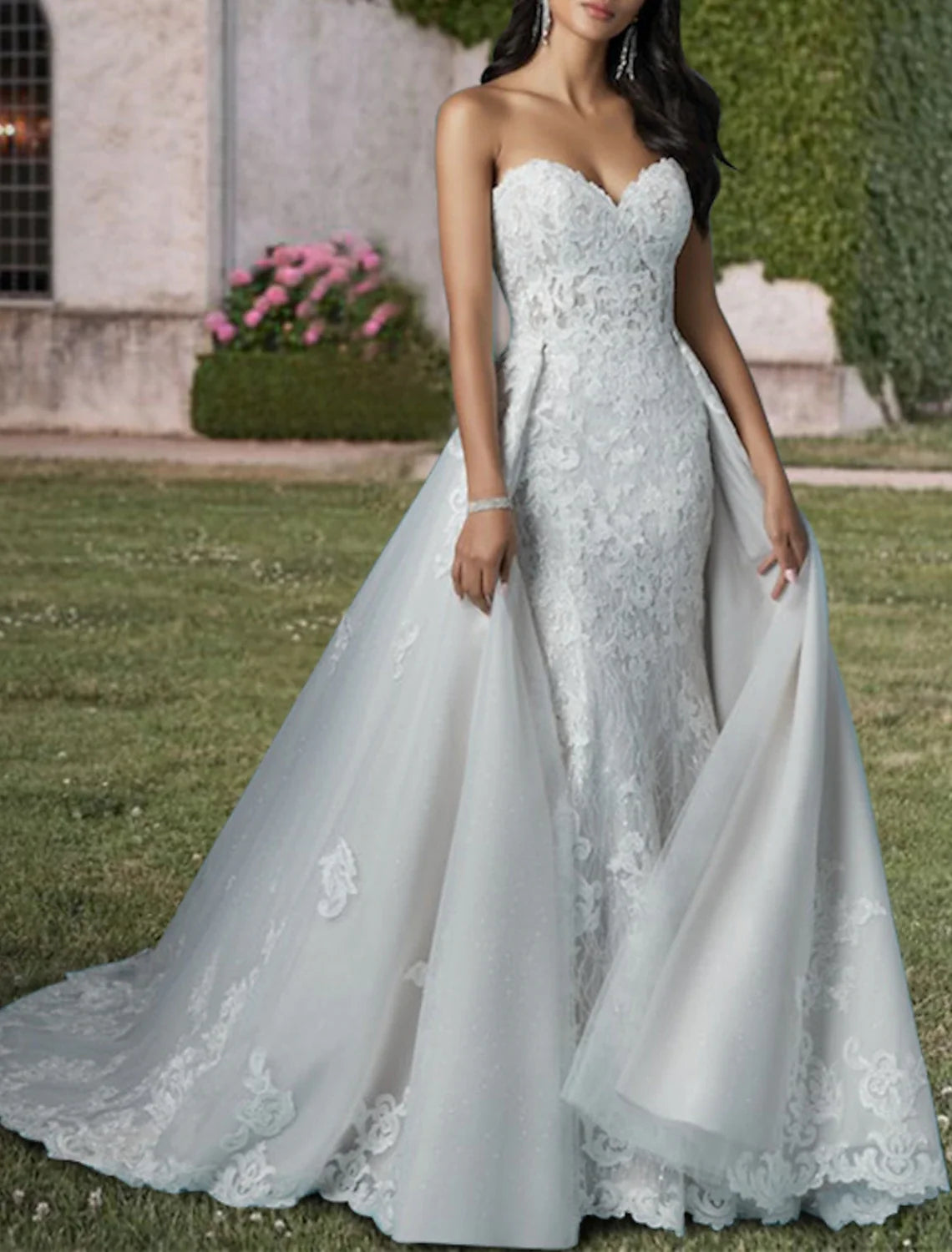 Sweetheart Lace Train Wedding Gown - Chloe Dress
