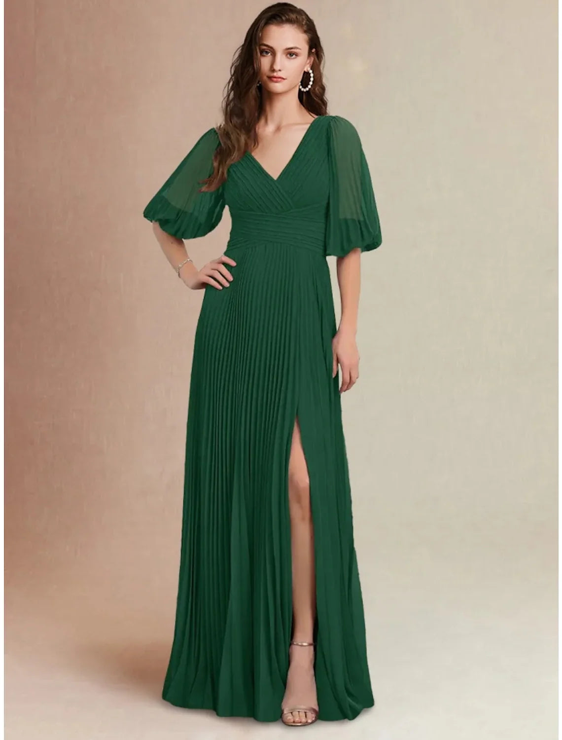 A-Line V-Neck Chiffon Floor-Length Wedding Dress - Chloe Dress