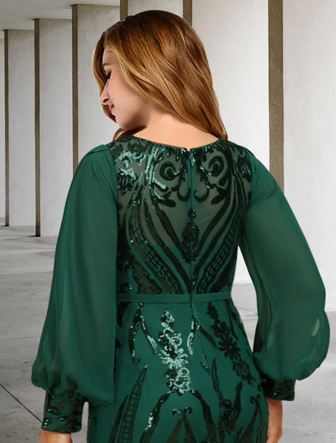 Mermaid Chiffon Long Sleeve Train Wedding Dress - Chloe Dress