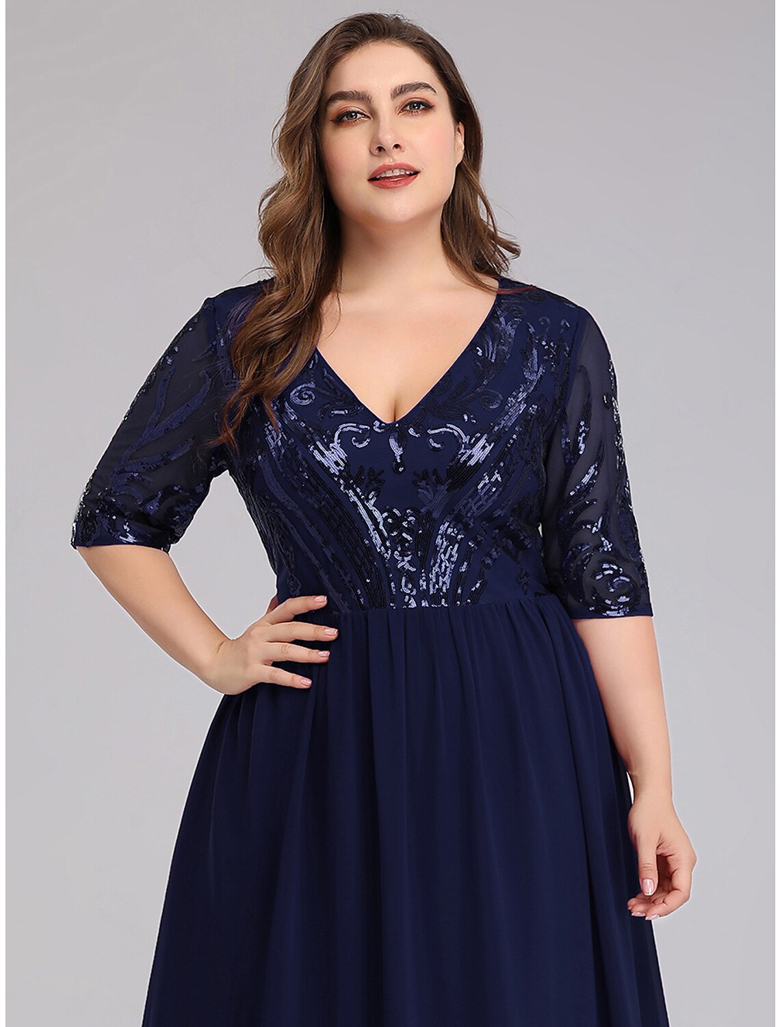 A-Line Plunging Chiffon Floor-Length Prom Dress - Chloe Dress