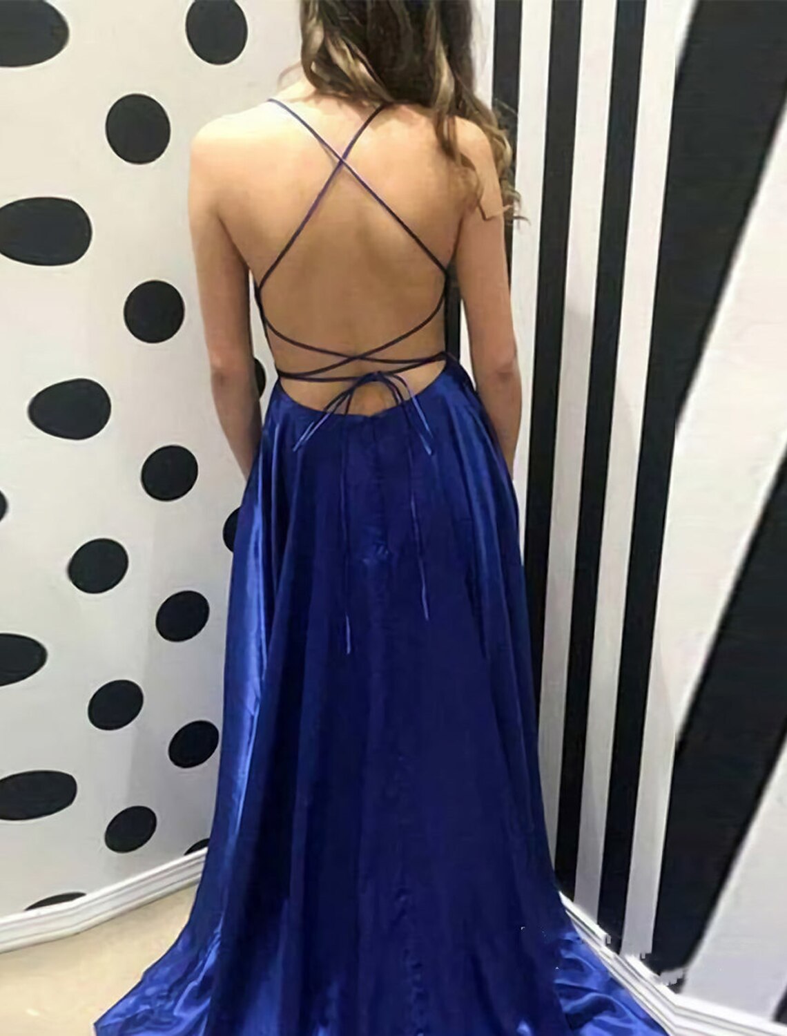 A-Line Spaghetti Strap Sleeveless High Slit Evening Gown - Chloe Dress