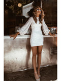 Black Sequin Long Sleeve Mini Prom Dress - Chloe Dress