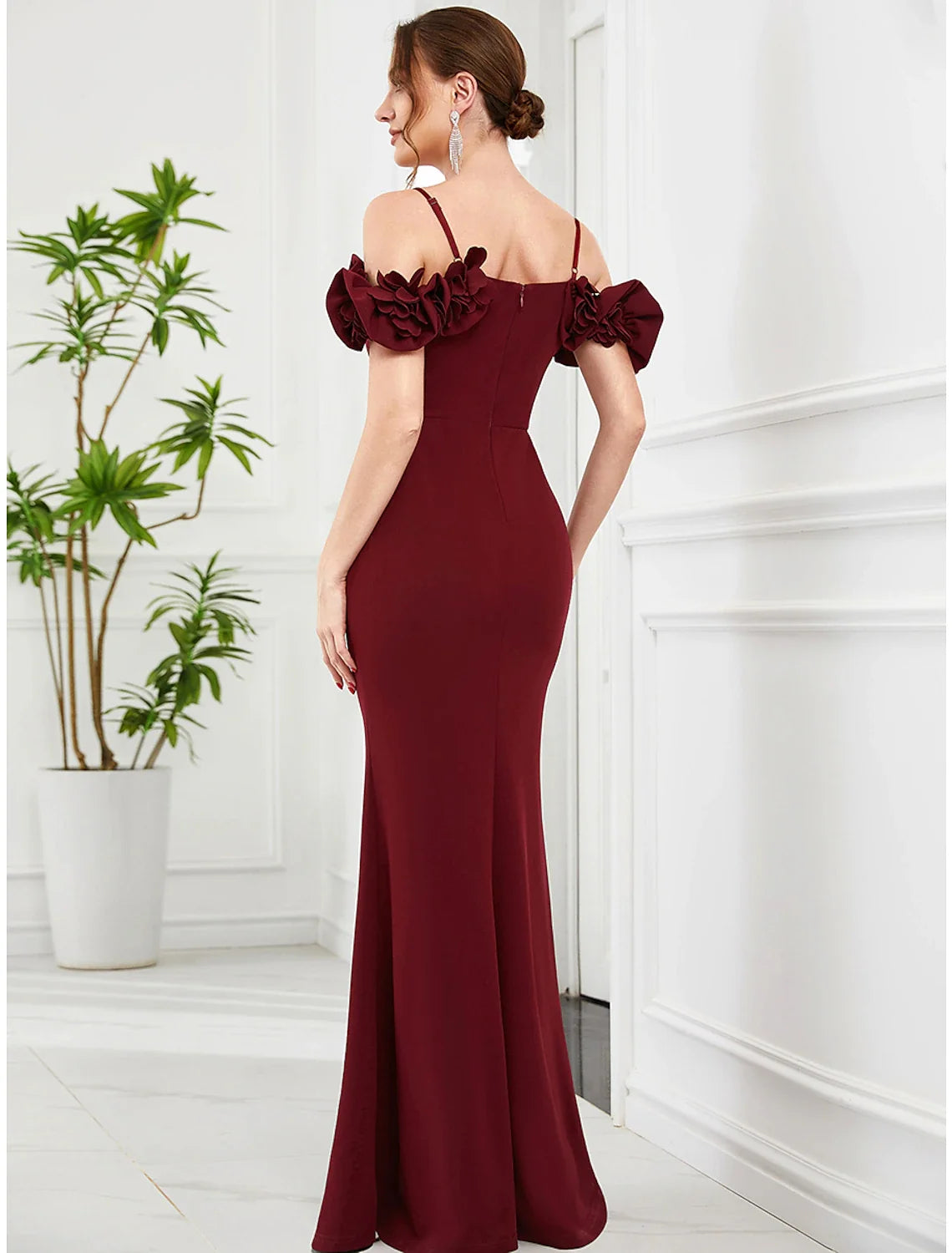 Mermaid Off-Shoulder Polyester Sleeveless Ruffled Floor-Length Evening Gown - Chloe Dress