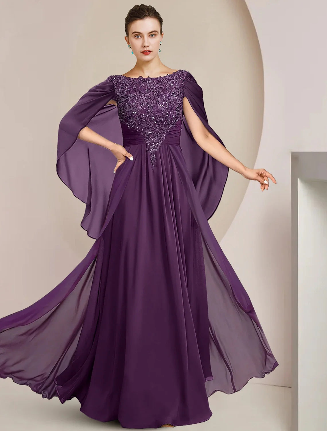A-Line Chiffon Sleeveless Applique Floor-Length Wedding Dress - Chloe Dress