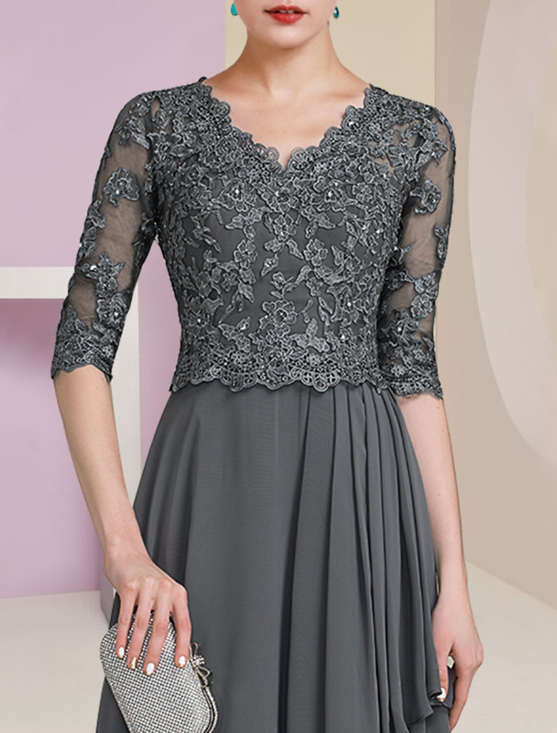 A-Line V-Neck Chiffon Pleated Floor-Length Formal Dress - Chloe Dress