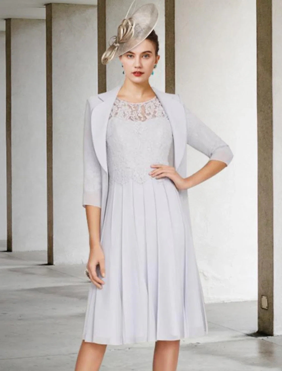 A-Line V-Neck Satin Pleated Knee-Length Dress - Chloe Dress