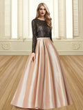 Ball Gown Satin Long Sleeve Pleated Floor-Length Evening Gown - Chloe Dress