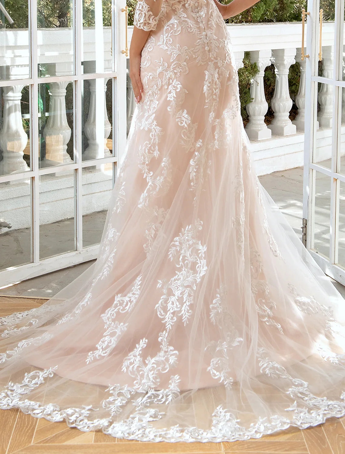 Mermaid Sweetheart Lace Long Sleeve Train Wedding Gown - Chloe Dress