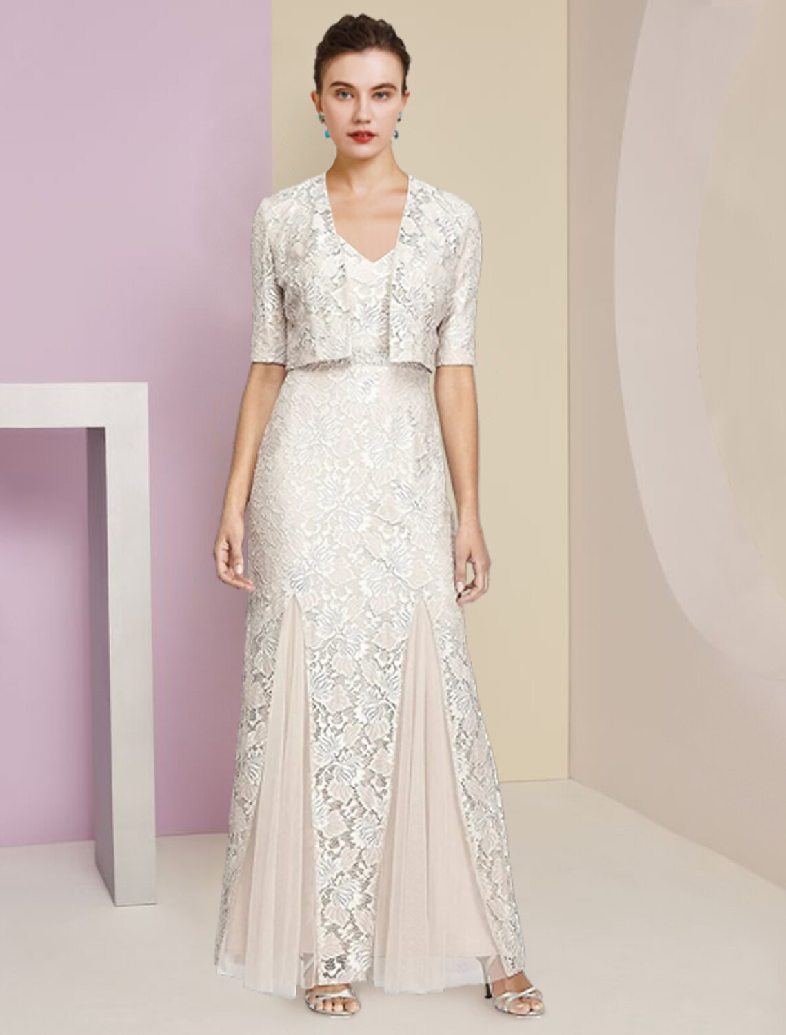 A-Line V-Neck Chiffon Pleated Ankle-Length Wedding Dress - Chloe Dress