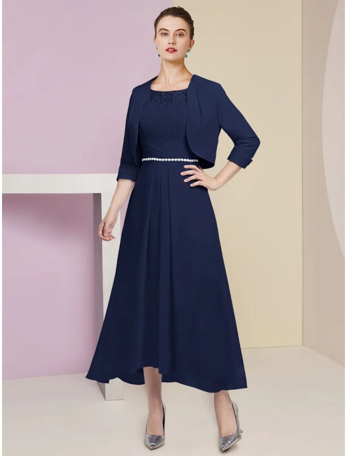 A-Line Chiffon Ankle-Length Wedding Dress - Chloe Dress