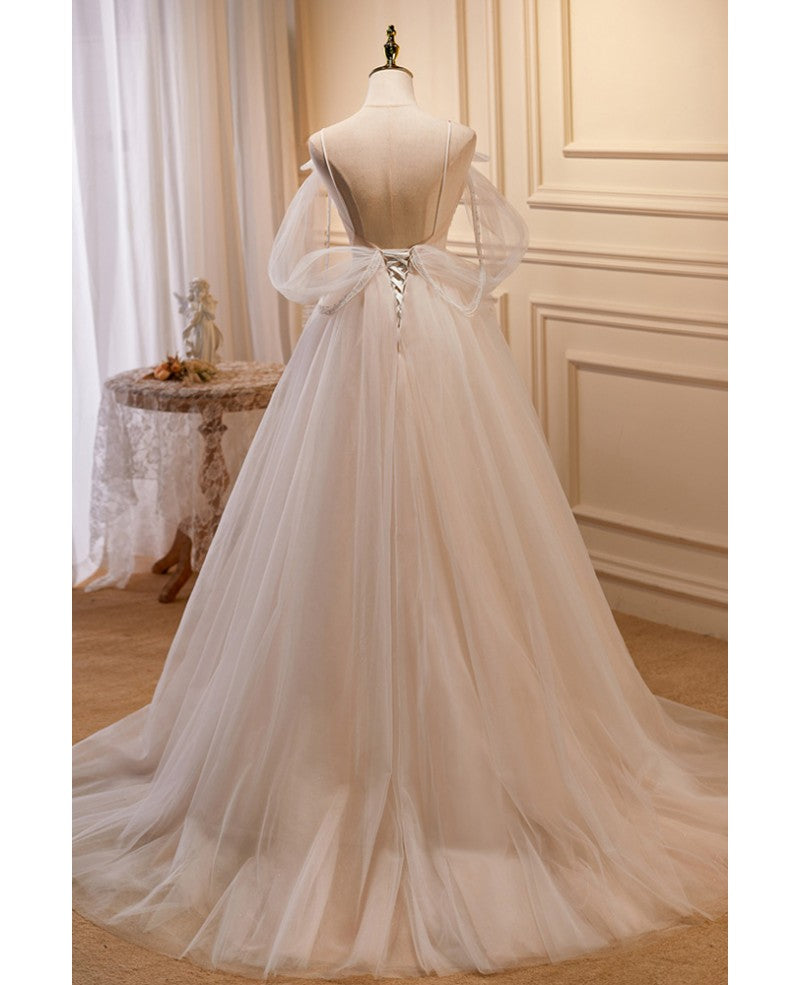 Ivory Off-Shoulder Sleeveless Backless Prom Dress - Chloe Dress